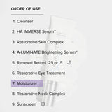 Skincare routine steps featuring Alastin Ultra Light Moisturizer with TriHex Technology