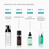 Skincare routine steps featuring SkinCeuticals Phyto A+ Brightening Treatment