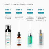 Skincare routine steps featuring SkinCeuticals Phyto A+ Brightening Treatment
