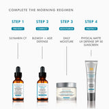 Skincare routine steps featuring SkinCeuticals Silymarin CF